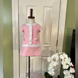 Florence Eiseman Pink and white dress with flowers with Barbie vibes